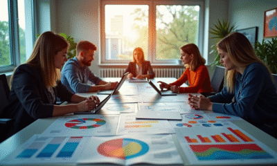 Equipe créative en réunion dans un bureau moderne pour l article