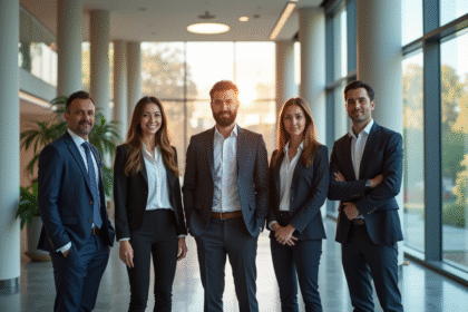 Groupe de professionnels américains dans un bureau moderne