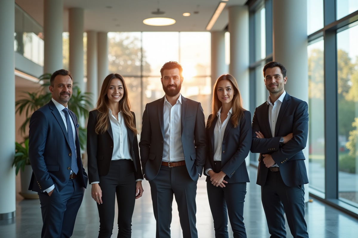 Groupe de professionnels américains dans un bureau moderne