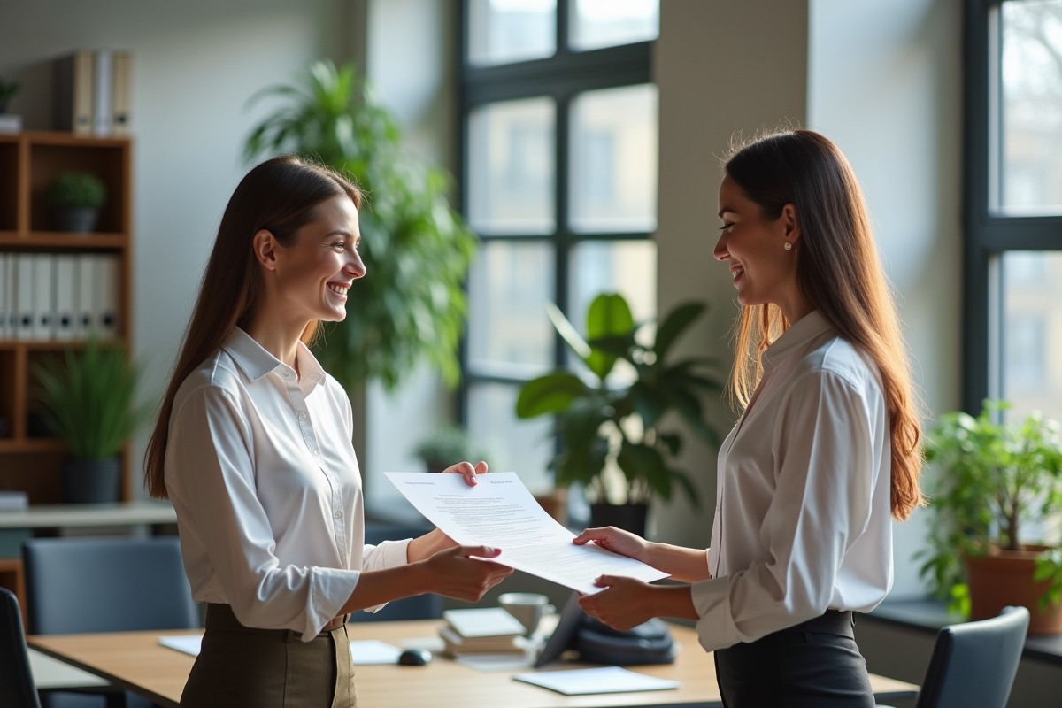 Employé remettant un formulaire d exemption signé à un responsable RH